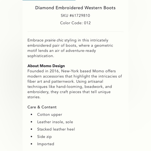 Momo Diamond Embroidered Western Cowboy Boots Anthropologie size 40 - Picture 8 of 8